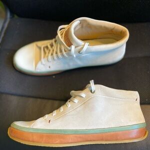 Fossil suede and leather ivory and brown high top sneaker shoes size 10 Unisex